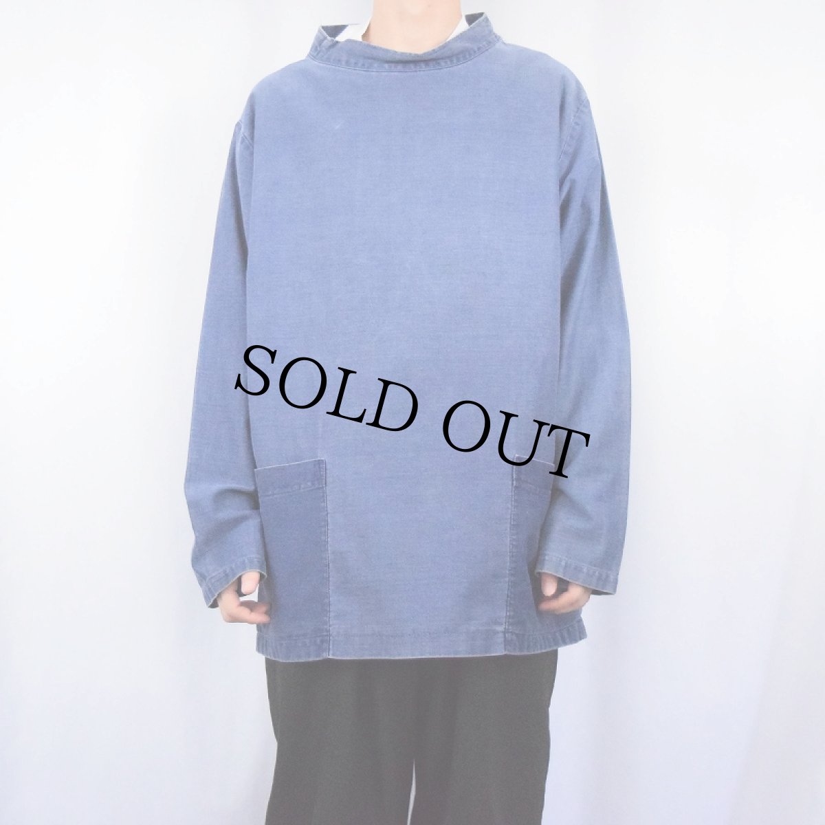 画像2: 2トーン インディゴコットン フィッシャーマンスモック L (2)