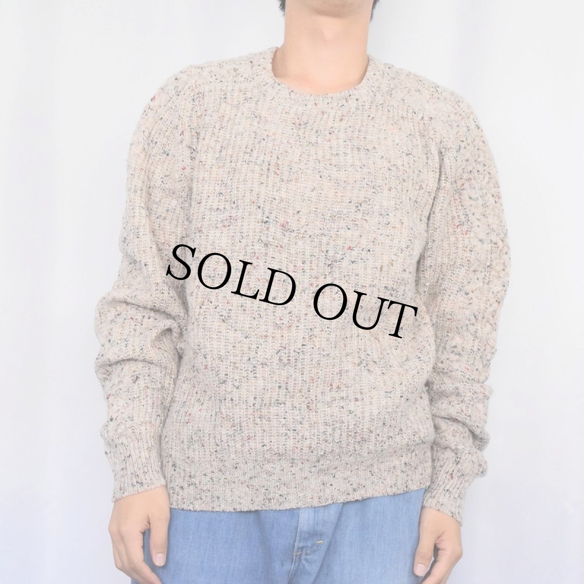 画像2: 80〜90's Chris ネップ混 アクリル×ウールニットセーター M (2)