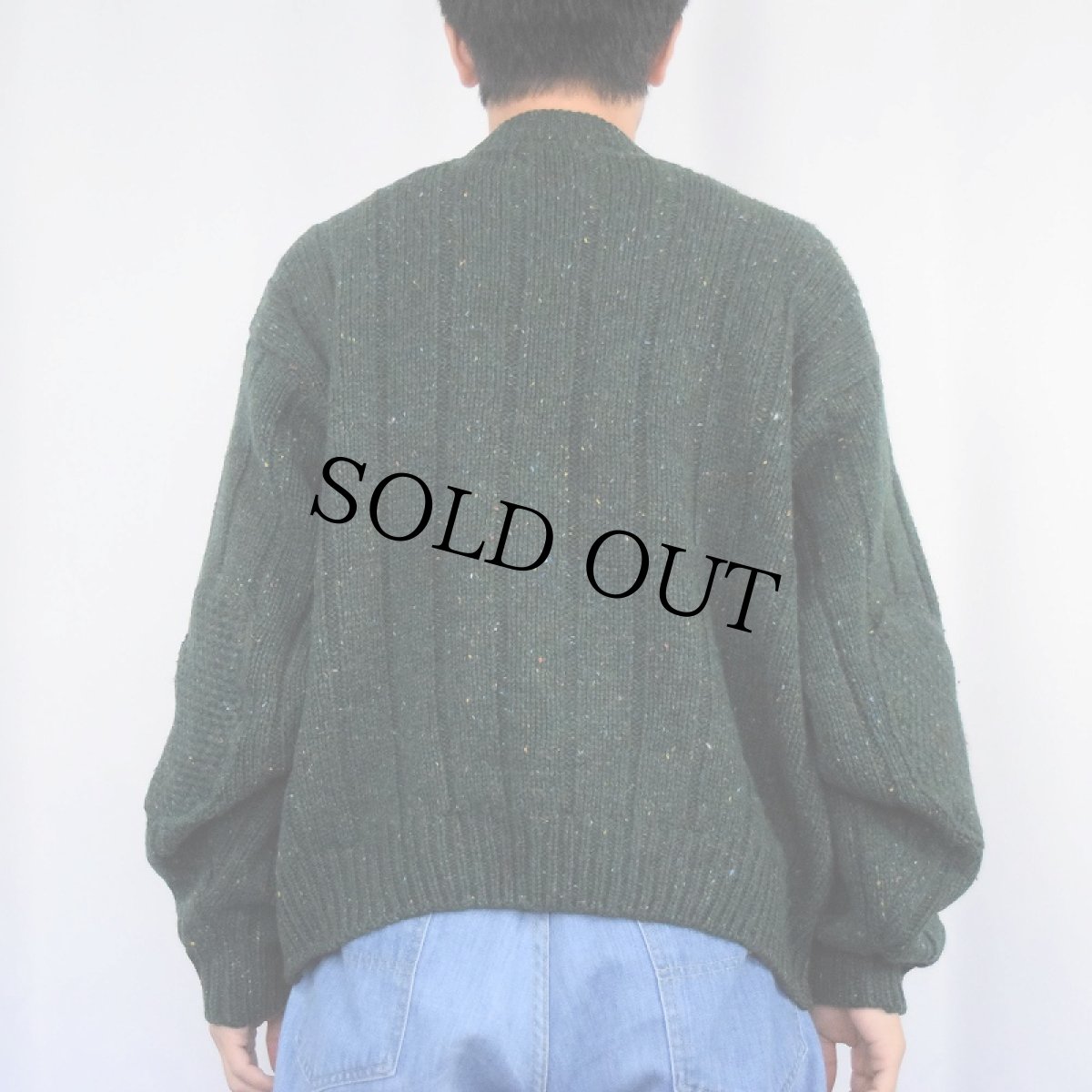 画像3: 90's ORVIS ネップ混 ショルダー×エルボーパッチ ネップ混 ウールニットセーター L (3)