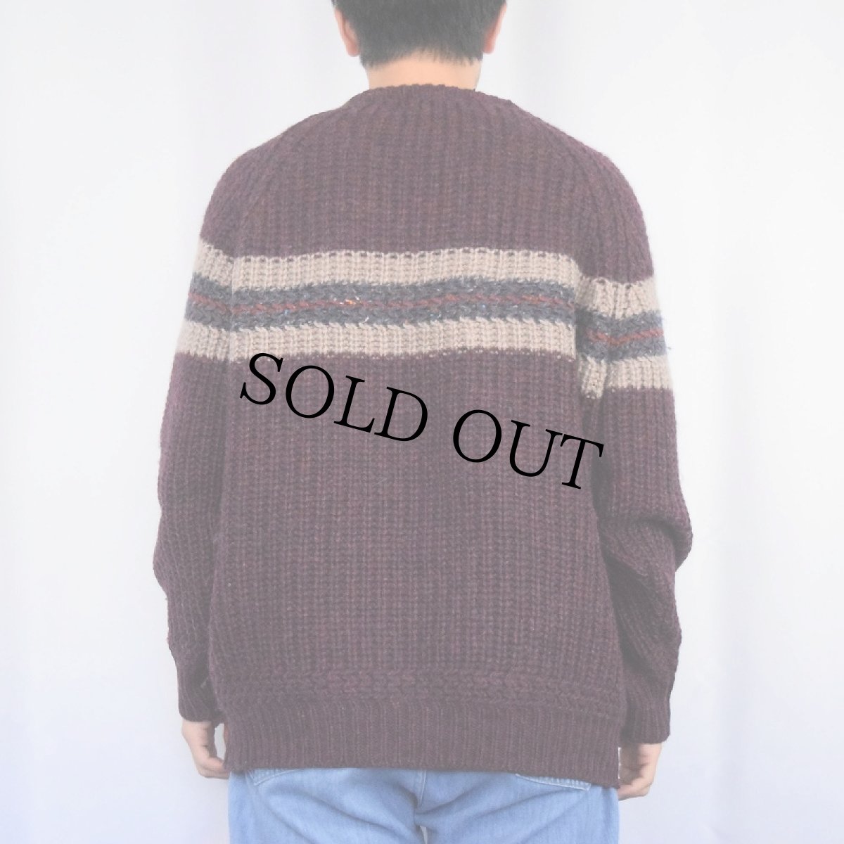 画像3: 80's Eddie Bauer ボーダー柄 ウールニットセーター L (3)