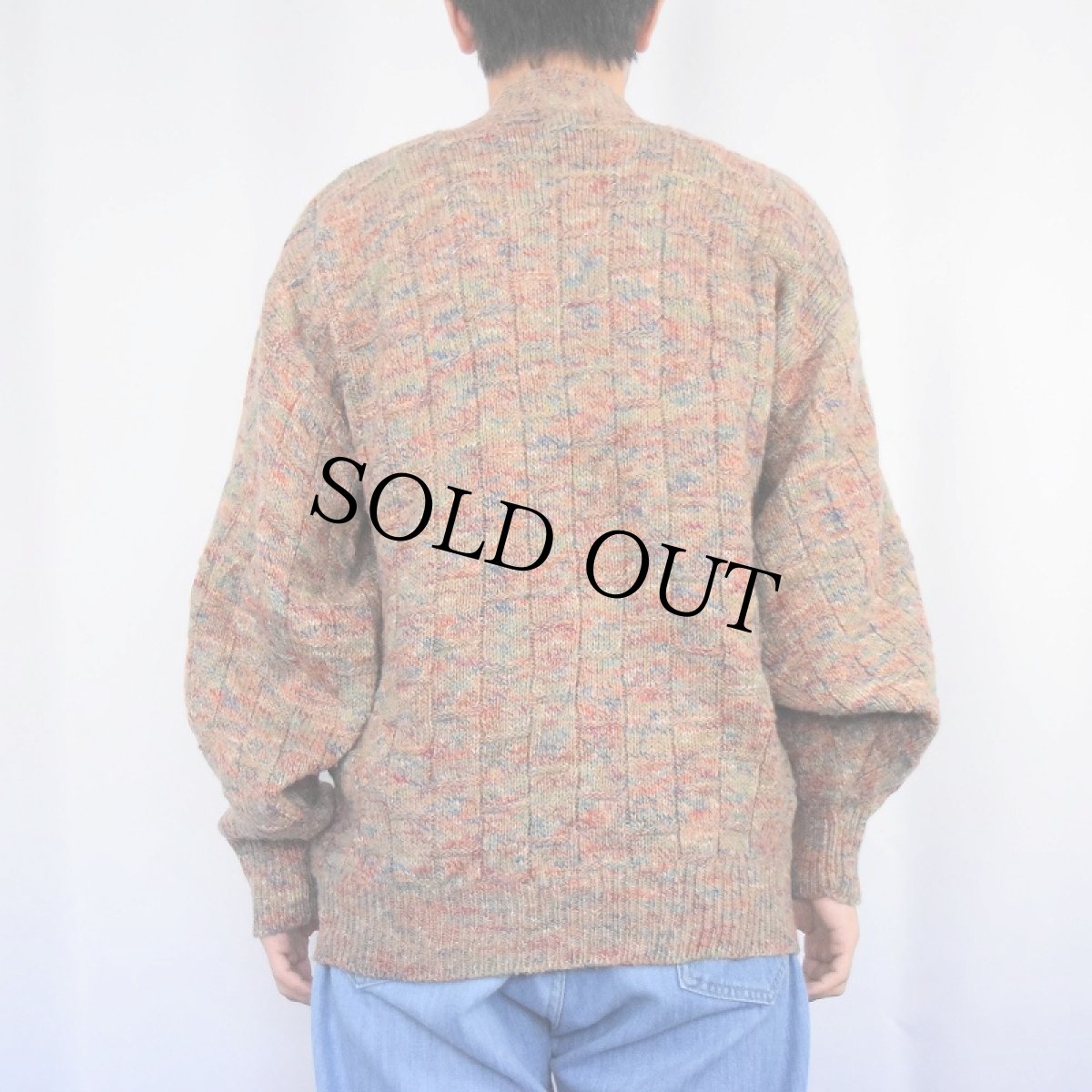 画像3: 90's boat house row USA製 ミックスウールニットカーディガン L (3)