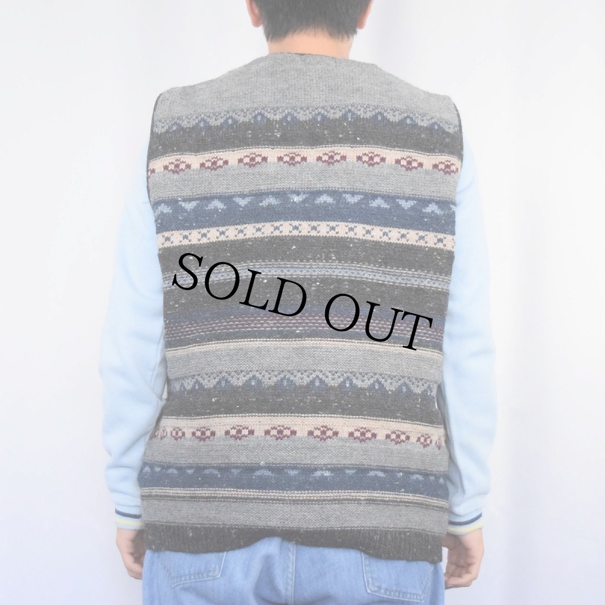 画像3: 80's L.L.Bean IRELAND製 ノルディック柄 ウールベスト M (3)