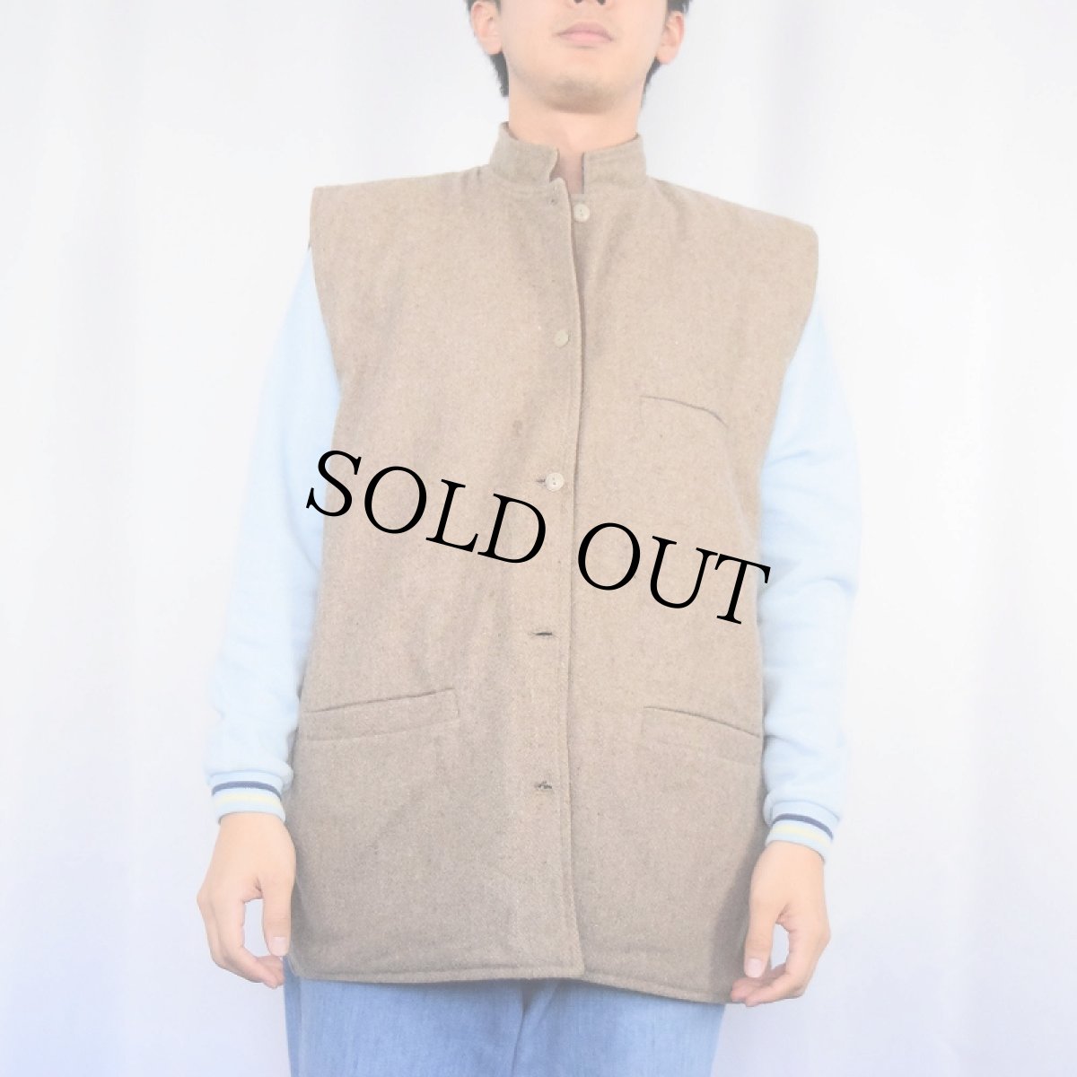 画像3: スタンドカラー リバーシブルウールベスト (3)