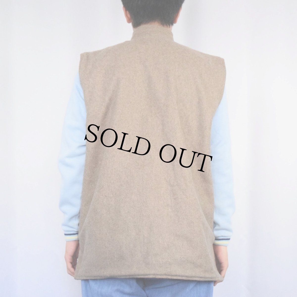 画像4: スタンドカラー リバーシブルウールベスト (4)