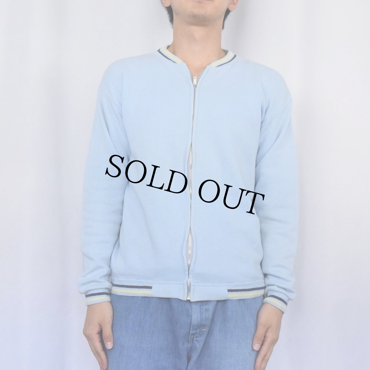 画像2: 60's リブボーダー フルジップスウェット (2)