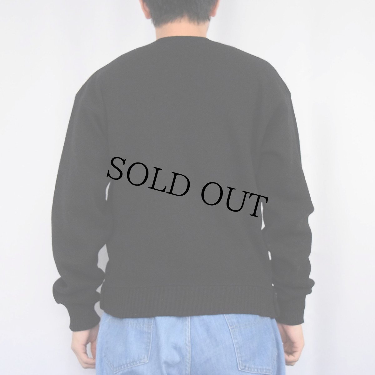 画像3: 60〜70's Penn Leigh 刺繍入り アクリル ニットカーディガン BLACK (3)