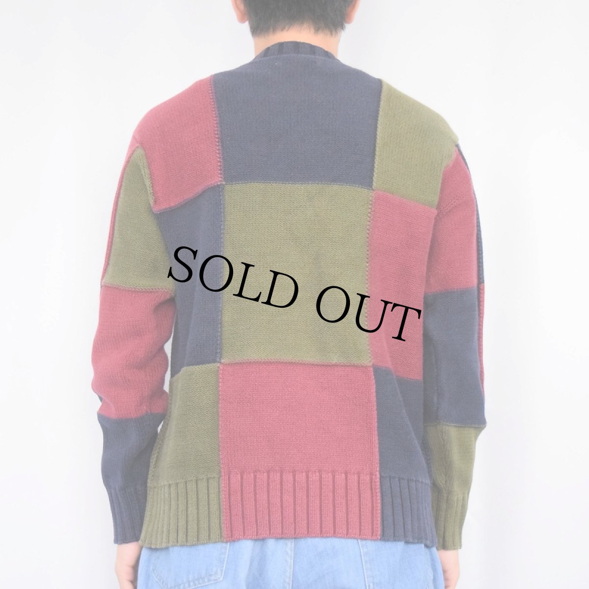 画像3: J.CREW パネル切り替え コットンニットセーター M (3)