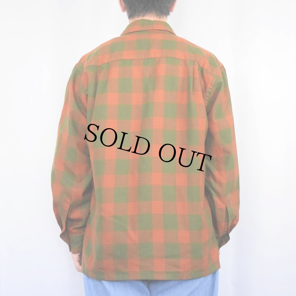 画像3: 70's BRENT チェック柄ウールオープンカラーシャツ L (3)