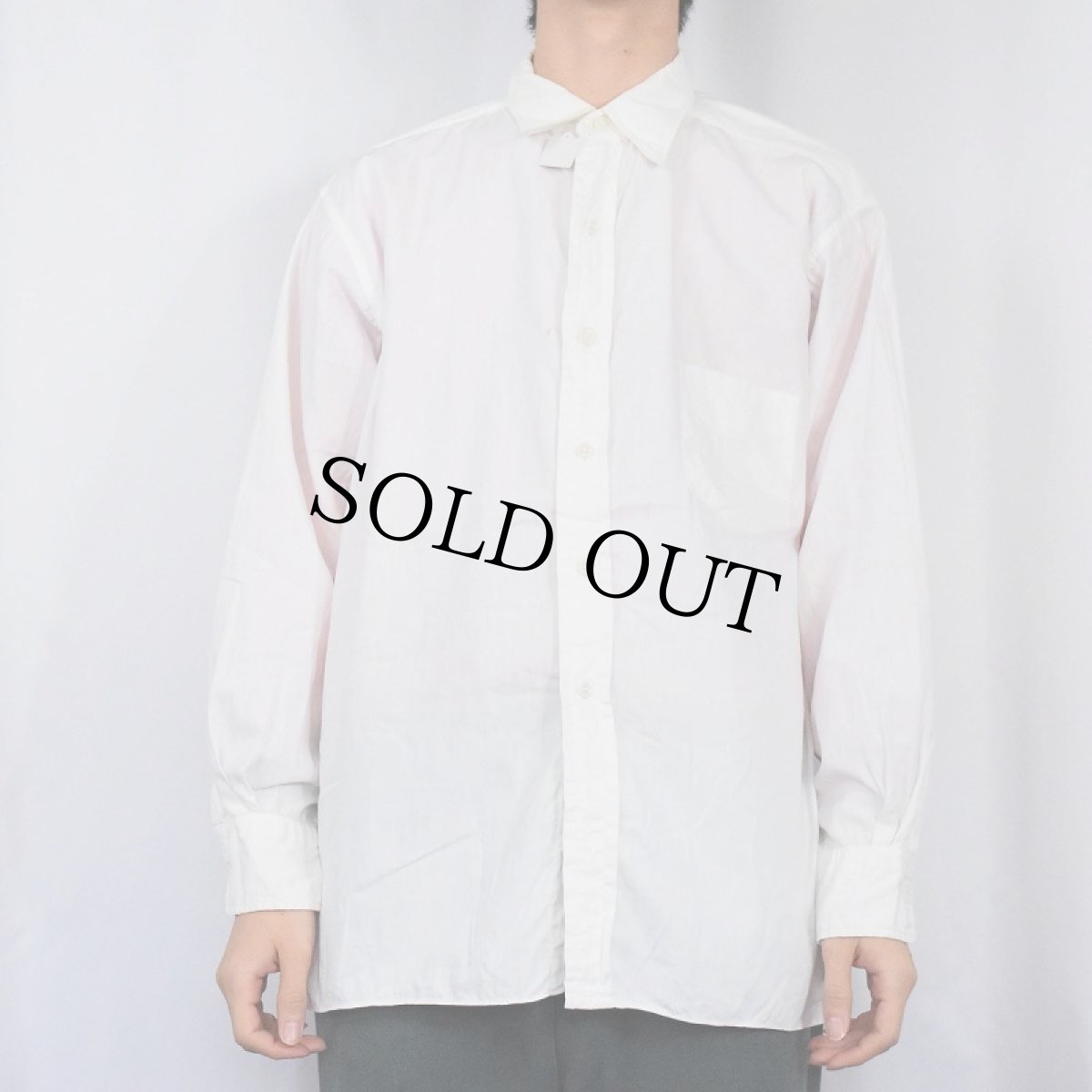 画像2: 30〜40's マチ付きコットンシャツ (2)