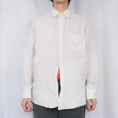 画像2: 30〜40's 織り柄 マチ付きコットンシャツ (2)