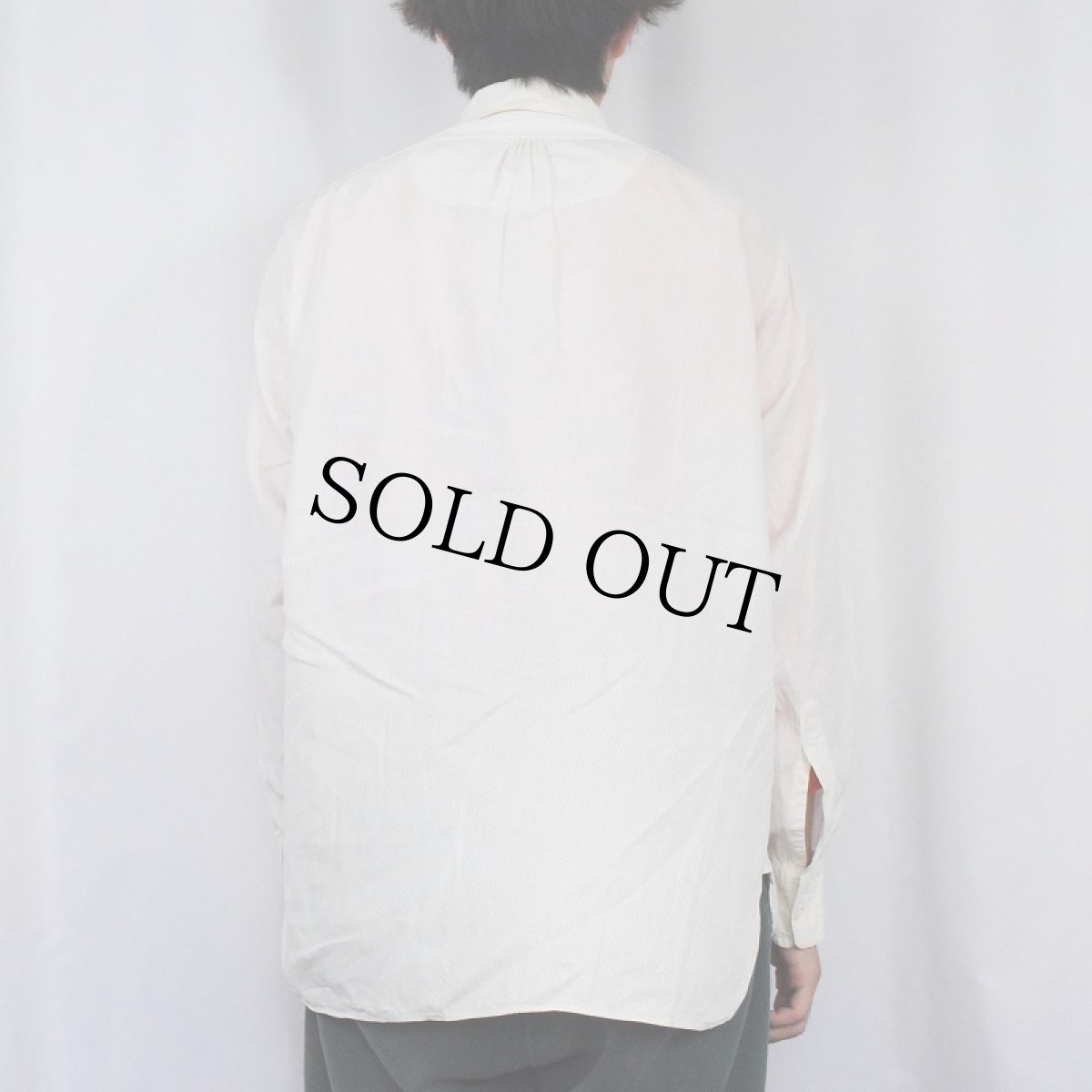 画像3: 30〜40's 織り柄 マチ付きコットンシャツ (3)