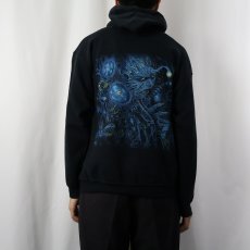 画像4: RINGS OF SATURN デスコアバンド プリントスウェットフーディー BLACK M (4)