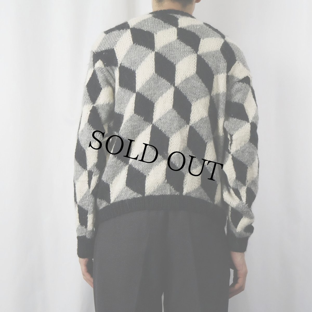 画像3: ジオメトリック柄 シャギーニットセーター (3)
