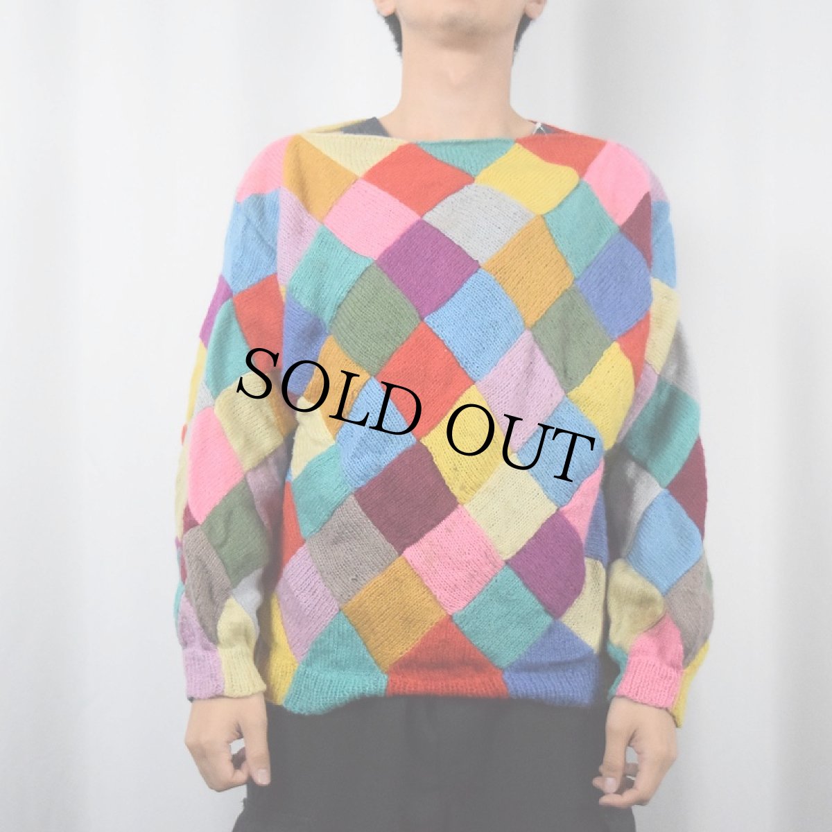 画像2: ハンドメイド マルチカラー ニットセーター (2)