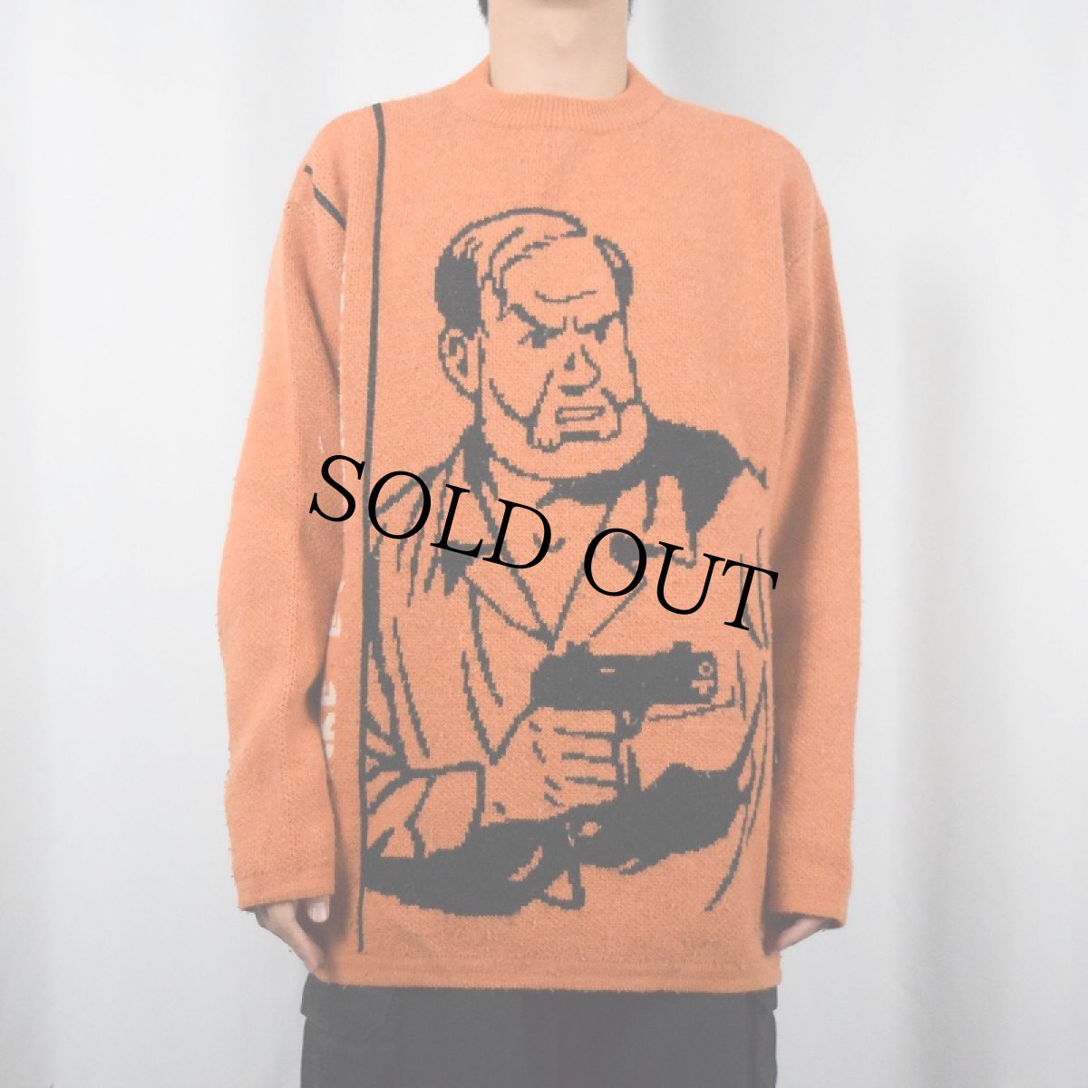 画像2: 2000's BLAKE ET MORTIMER コミック柄 スキーニットセーター size5 (2)