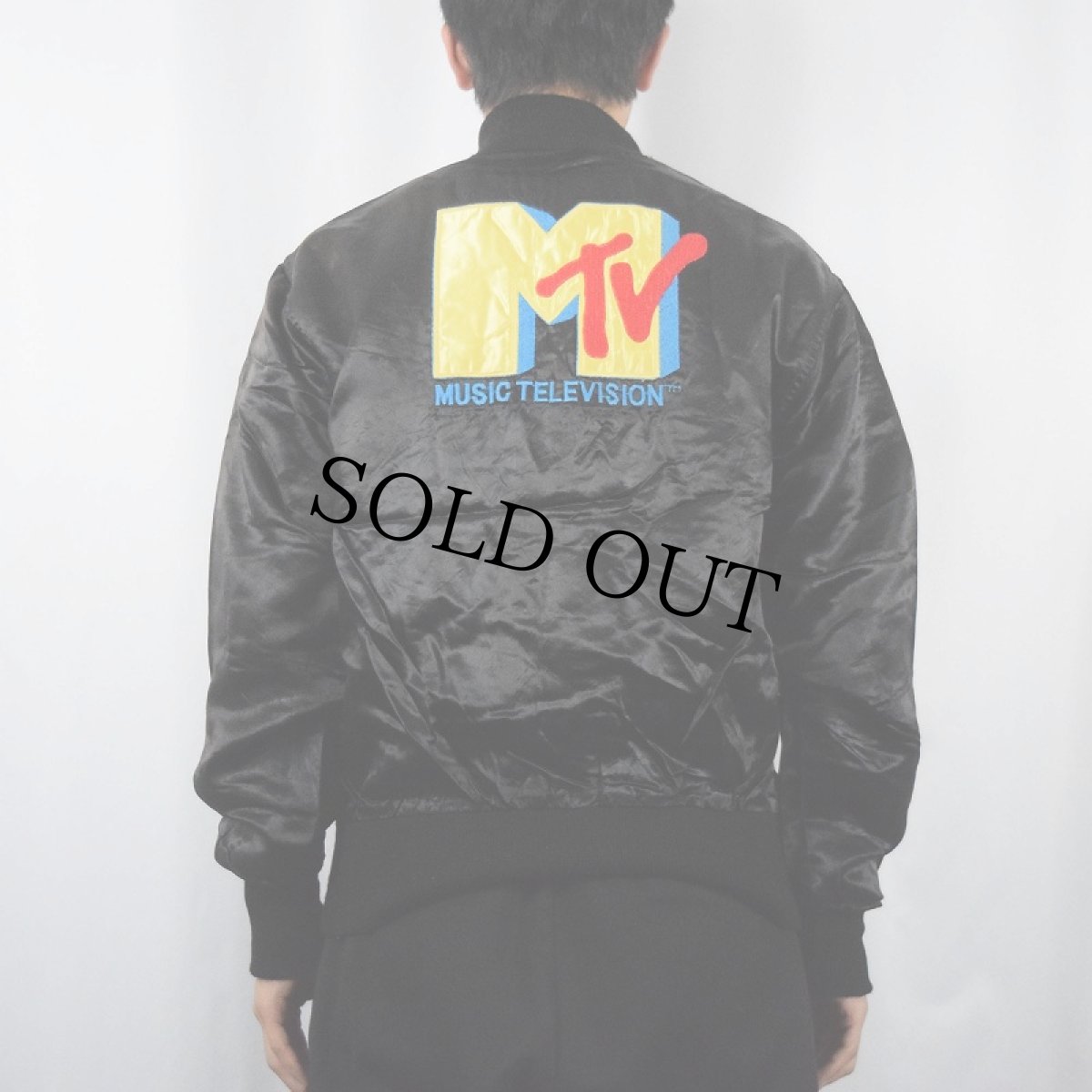 画像3: 80's vantage USA製 "MTV" ナイロンスタジャン BLACK M (3)