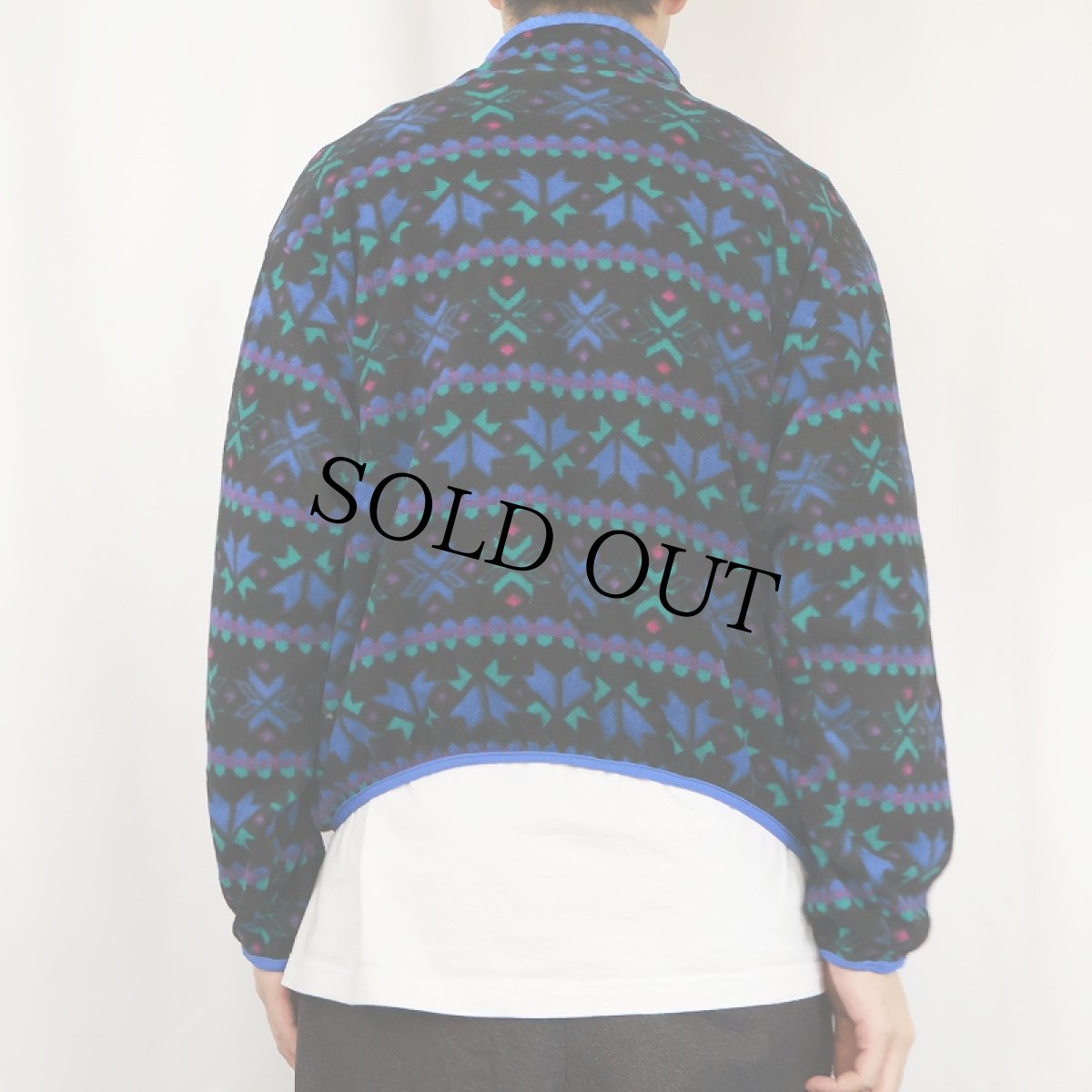 画像3: 80〜90's L.L.Bean 総柄 ハーフスナップ フリースジャケット (3)