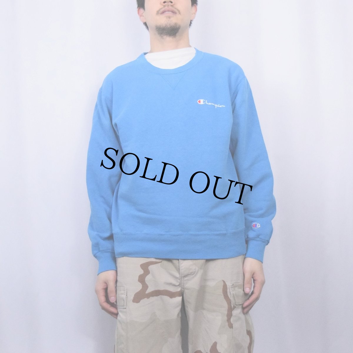 画像2: 80〜90's Champion USA製 青刺繍タグ 後期 前Vスウェット L (2)