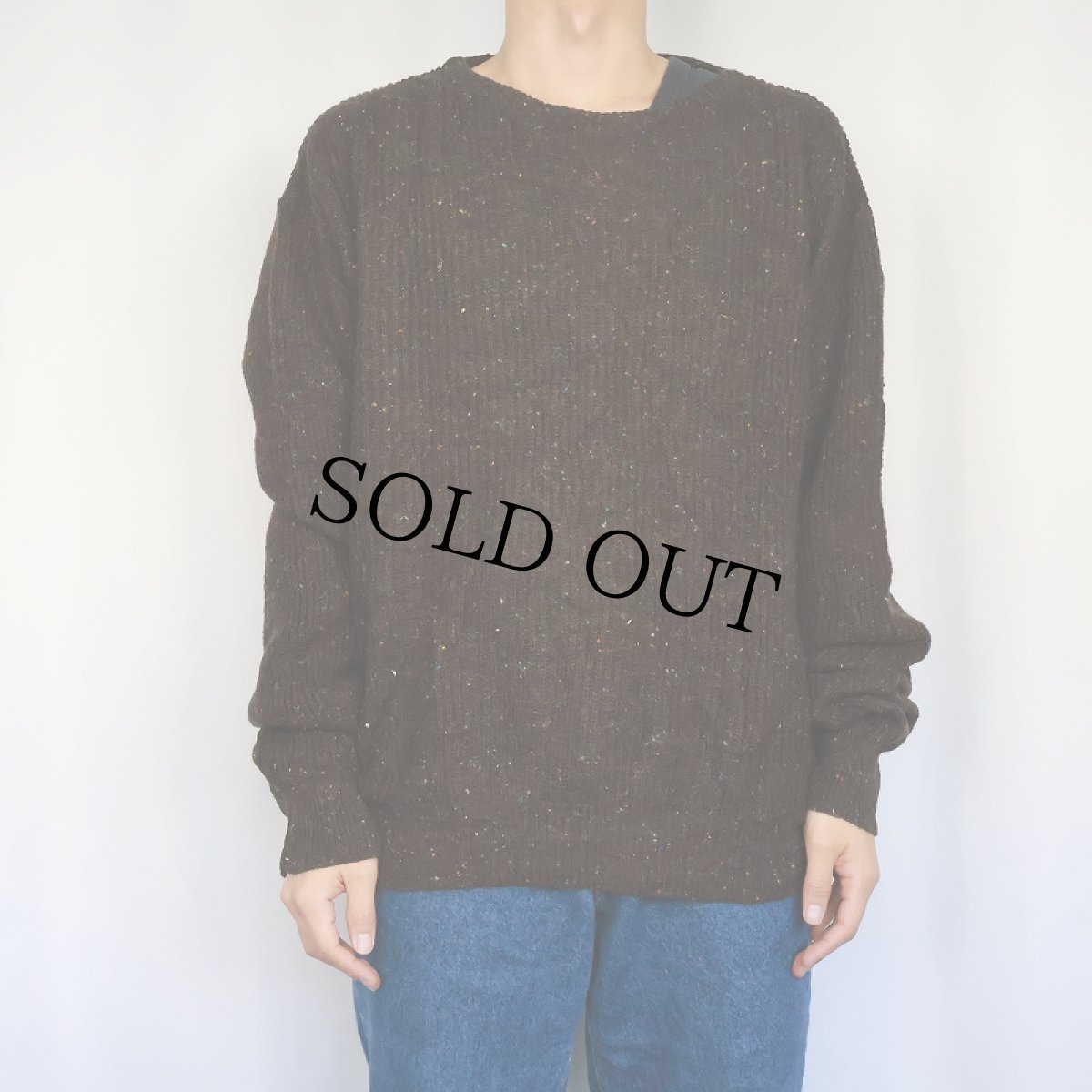 画像2: 80〜90's ROYAL NORTH OUTFETTERS MILLS USA製 ネップ混 ウールニットセーター BROWN L (2)