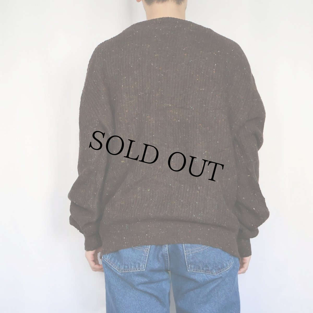 画像3: 80〜90's ROYAL NORTH OUTFETTERS MILLS USA製 ネップ混 ウールニットセーター BROWN L (3)