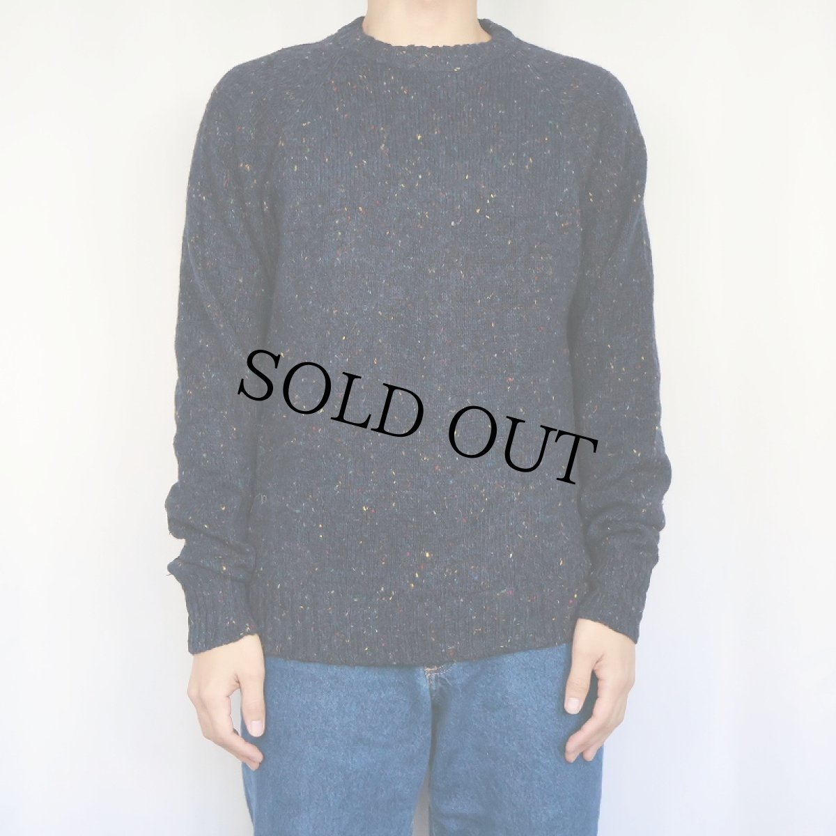 画像2: 80〜90's OAKTON ネップ混 ウールニットセーター M (2)