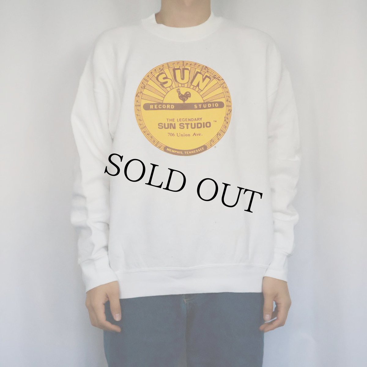 画像2: 90's SUN STUDIO USA製 ロゴプリントスウェット L (2)