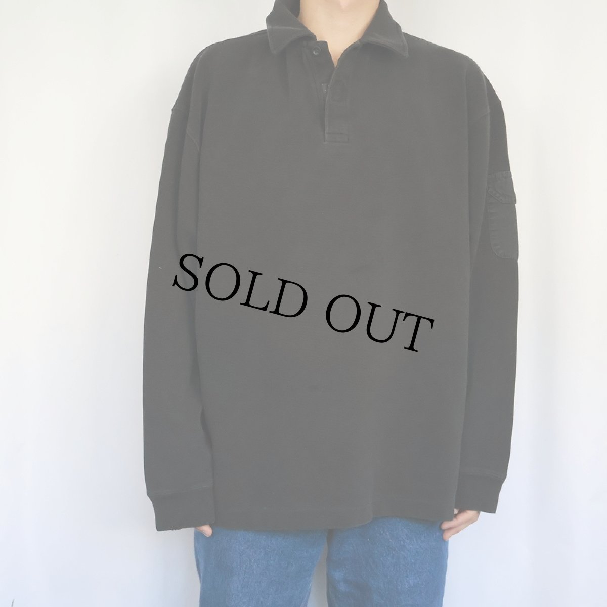 画像2: GAP ヘンリーネック スウェット BLACK XL (2)