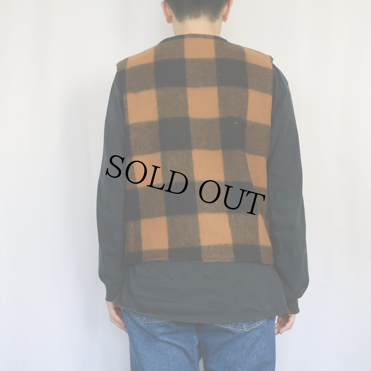 画像3: 60's バッファローチェック柄 ウールベスト (3)