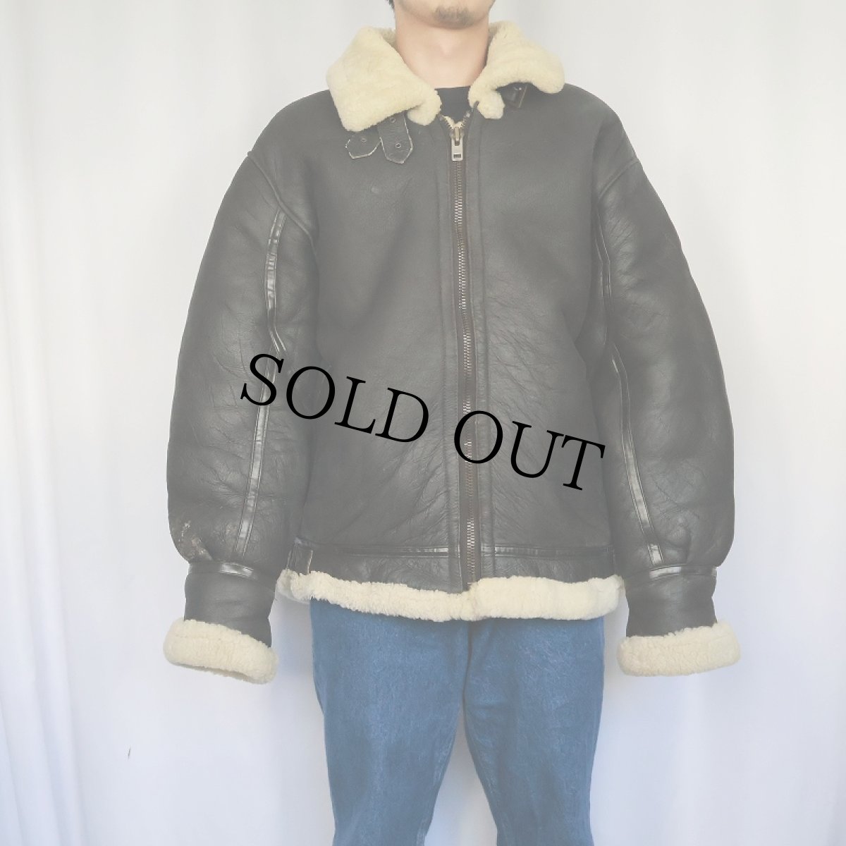 画像2: M.FLUES B-3 TYPE ムートンフライトジャケット size52 (2)