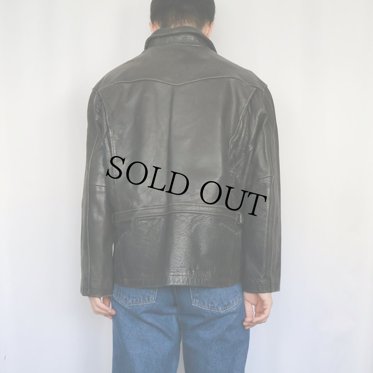 画像3: GUESS レザージャケット BLACK M (3)