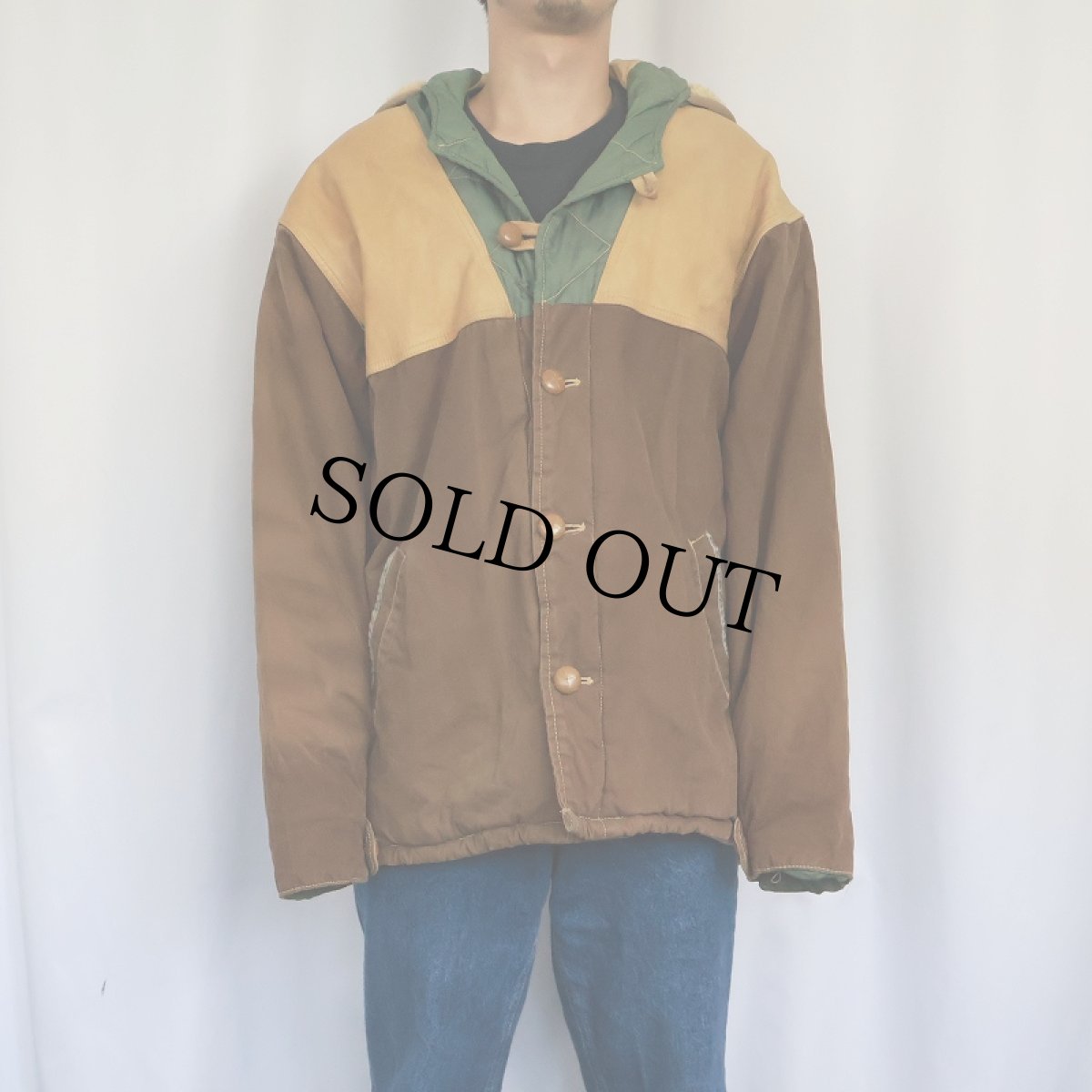 画像3: CEDIXSEPT コットン×レザー×ナイロン 切り替えデザイン 中綿ジャケット L (3)