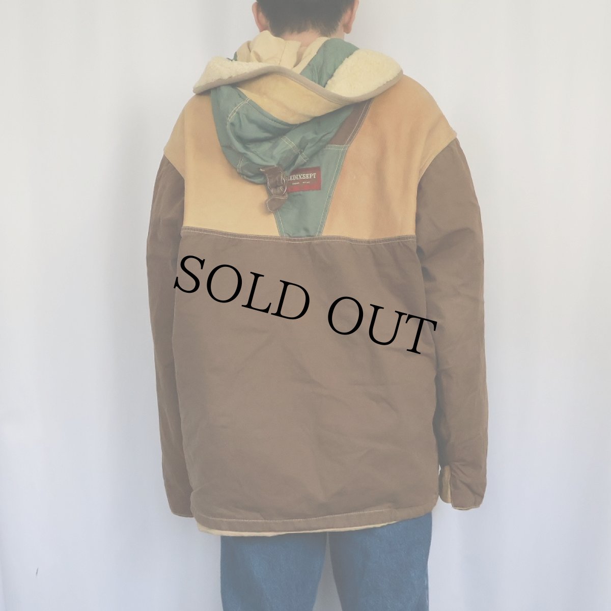 画像4: CEDIXSEPT コットン×レザー×ナイロン 切り替えデザイン 中綿ジャケット L (4)