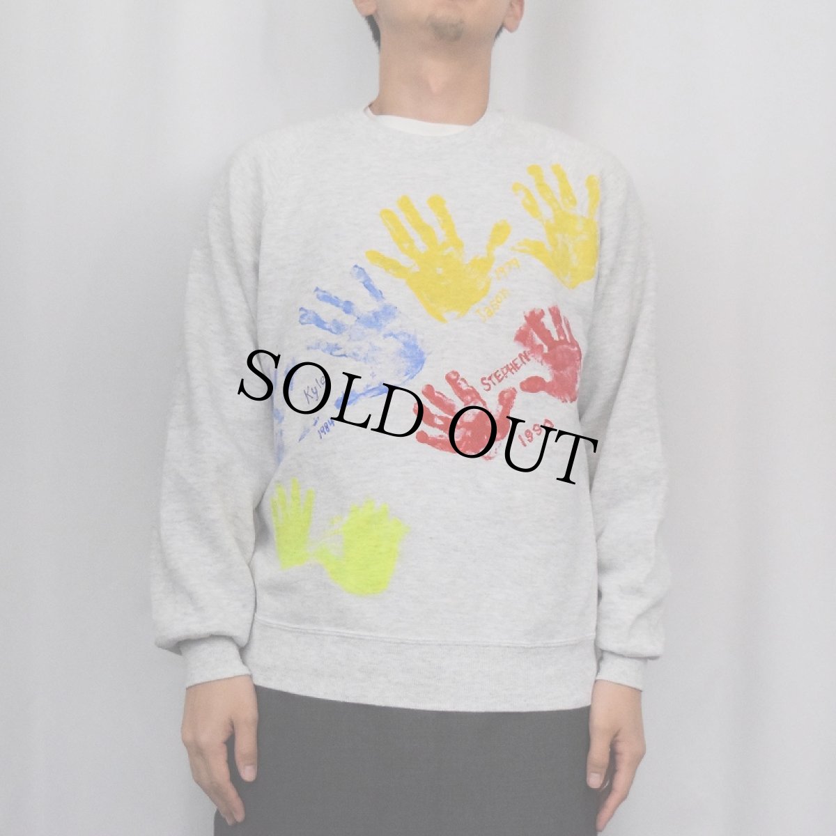 画像3: 90's JERZEES USA製 メモリアルペイント ラグランスウェット L (3)