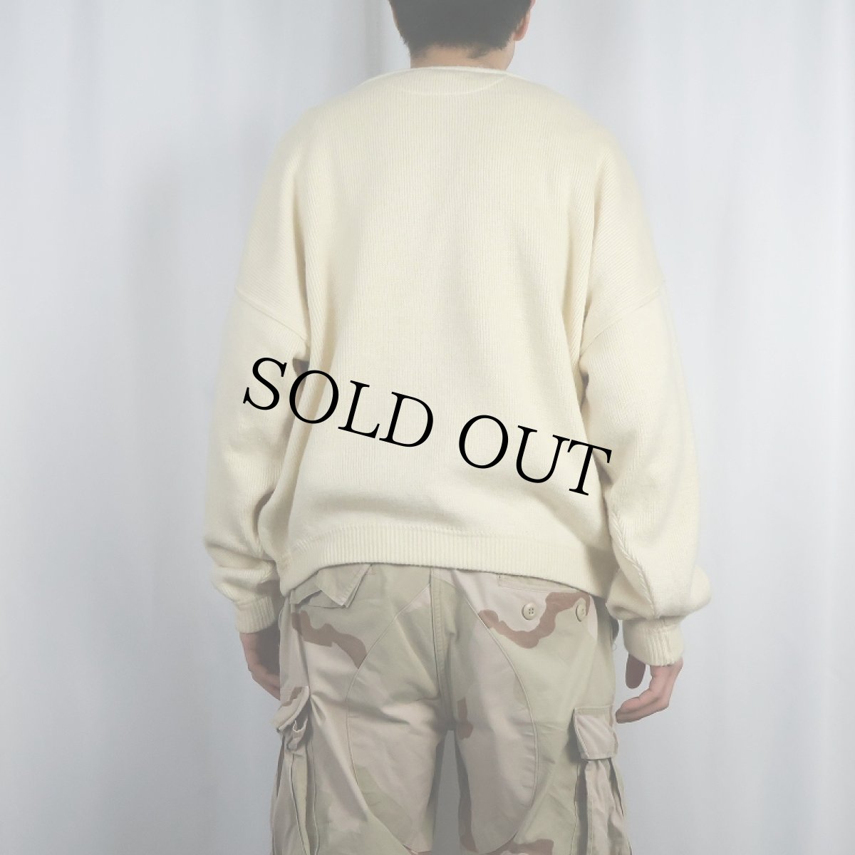 画像3: SOS ITALY製 ワイドショートレングス ヘンリーネックニットセーター (3)