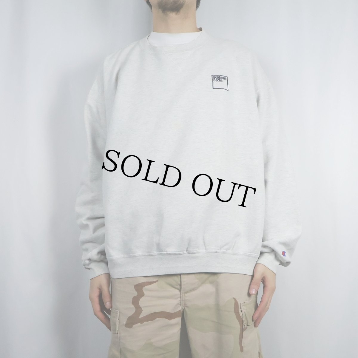 画像2: Champion "Goldman Sachs" 企業ロゴ刺繍 前Vスウェット XL (2)