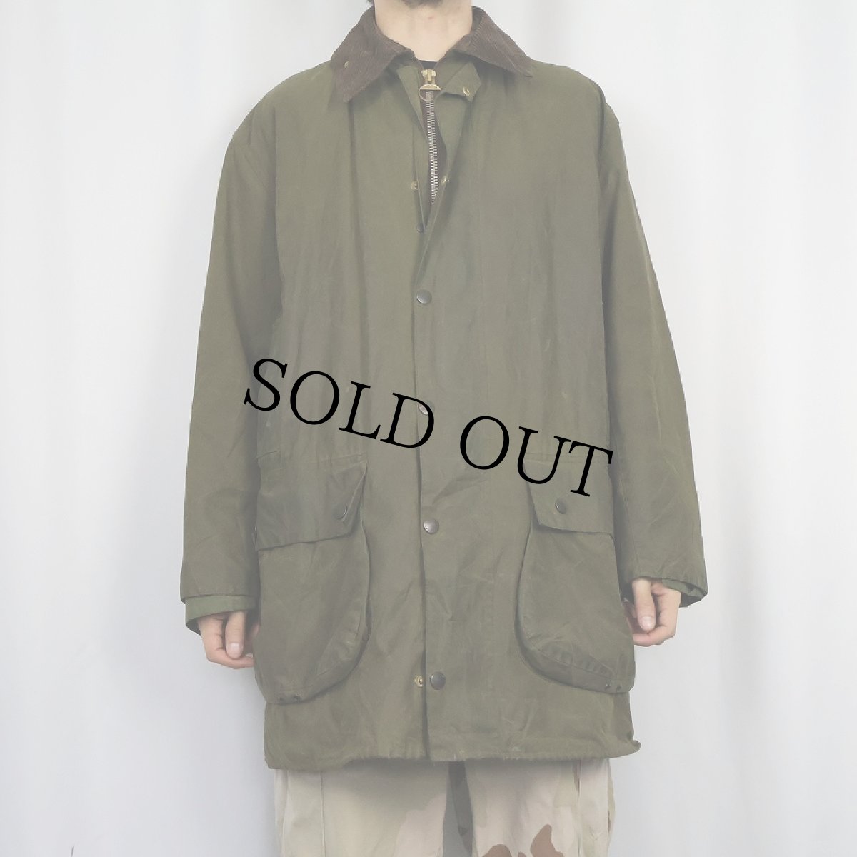 画像2: 90's Barbour ENGLAND製 "BORDER" オイルドジャケット 3ワラント (2)