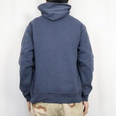 画像3: 90's Champion USA製 ロゴ刺繍 スウェットジップパーカー NAVY L (3)