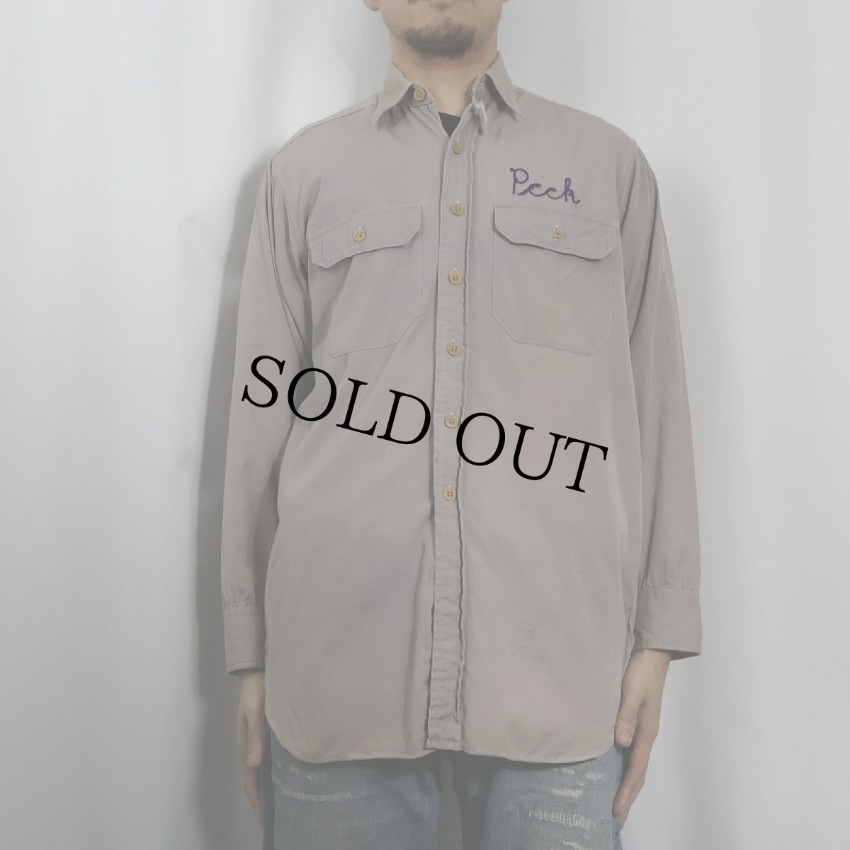 画像3: 40's〜 J.C.PENNEY "ANDERSON LIONS CLUB" マチ付き チェーン刺繍 コットンポプリンシャツ (3)