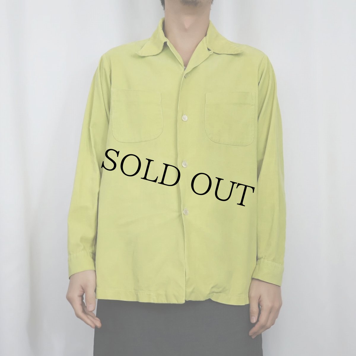 画像2: 40〜50's Stradivari オープンカラーコーデュロイシャツ M (2)