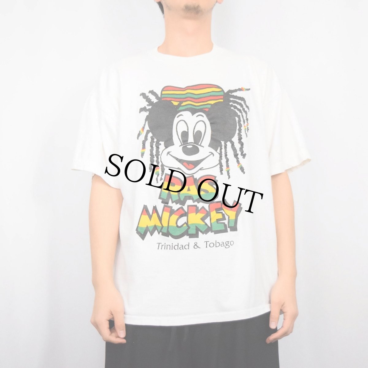画像2: 80〜90's "RAS MICKEY" キャラクターパロディ プリントTシャツ XL (2)