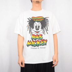 画像2: 80〜90's "RAS MICKEY" キャラクターパロディ プリントTシャツ XL (2)