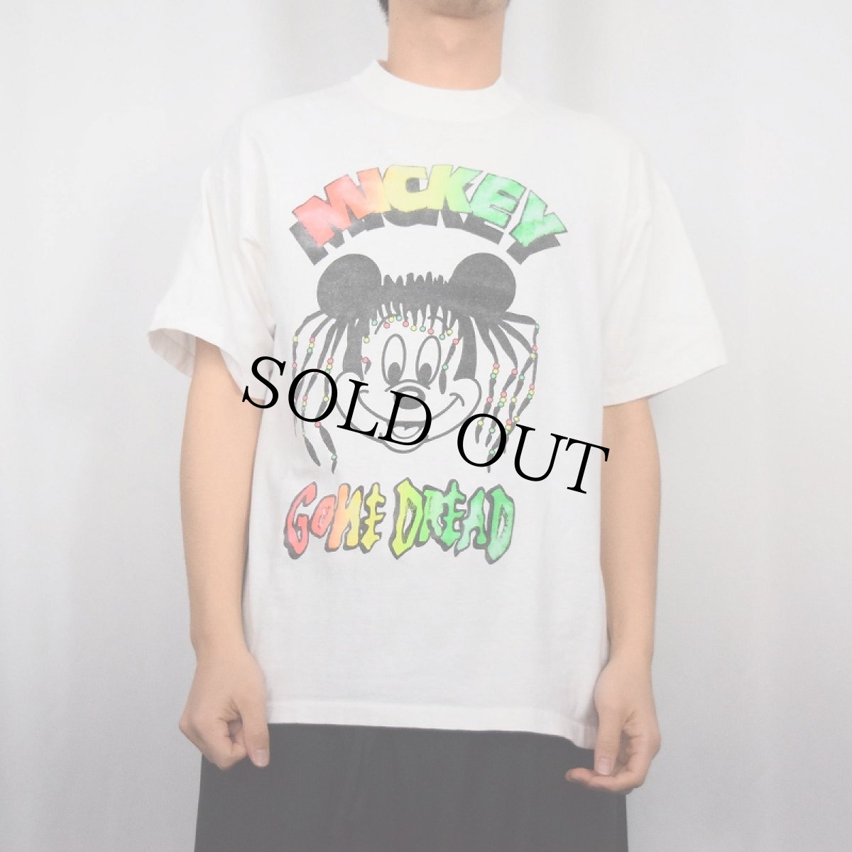 画像2: 90's "MICKEY GONE DREAD" キャラクター パロディプリントTシャツ (2)