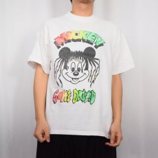 画像2: 90's "MICKEY GONE DREAD" キャラクター パロディプリントTシャツ (2)