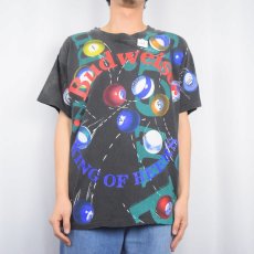 画像2: 90's Budweiser USA製 ビリヤード柄  大判プリントTシャツ BLACK XL (2)