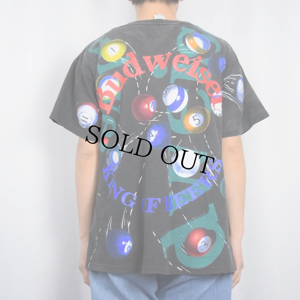 画像3: 90's Budweiser USA製 ビリヤード柄  大判プリントTシャツ BLACK XL (3)