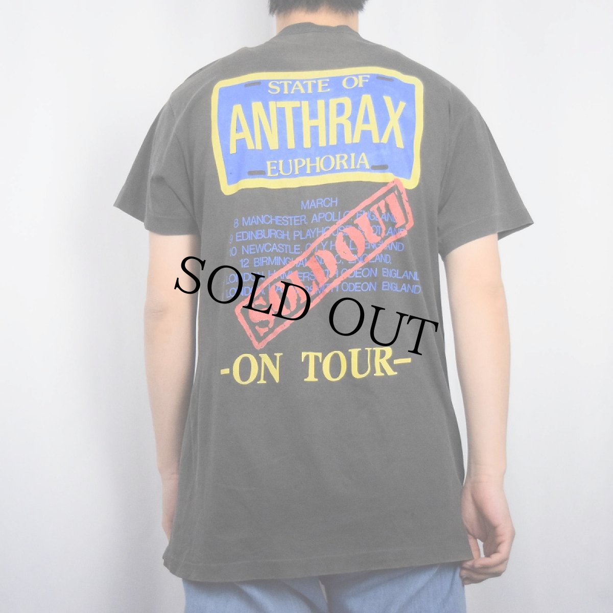 画像4: 80's ANTHRAX "STATE OF EUPHORIA" USA製 ヘヴィメタルバンド ツアーTシャツ BLACK (4)