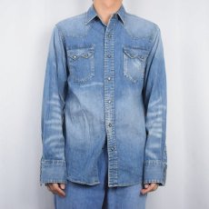 画像4: Ralph Lauren RRL デニムウエスタンシャツ S (4)