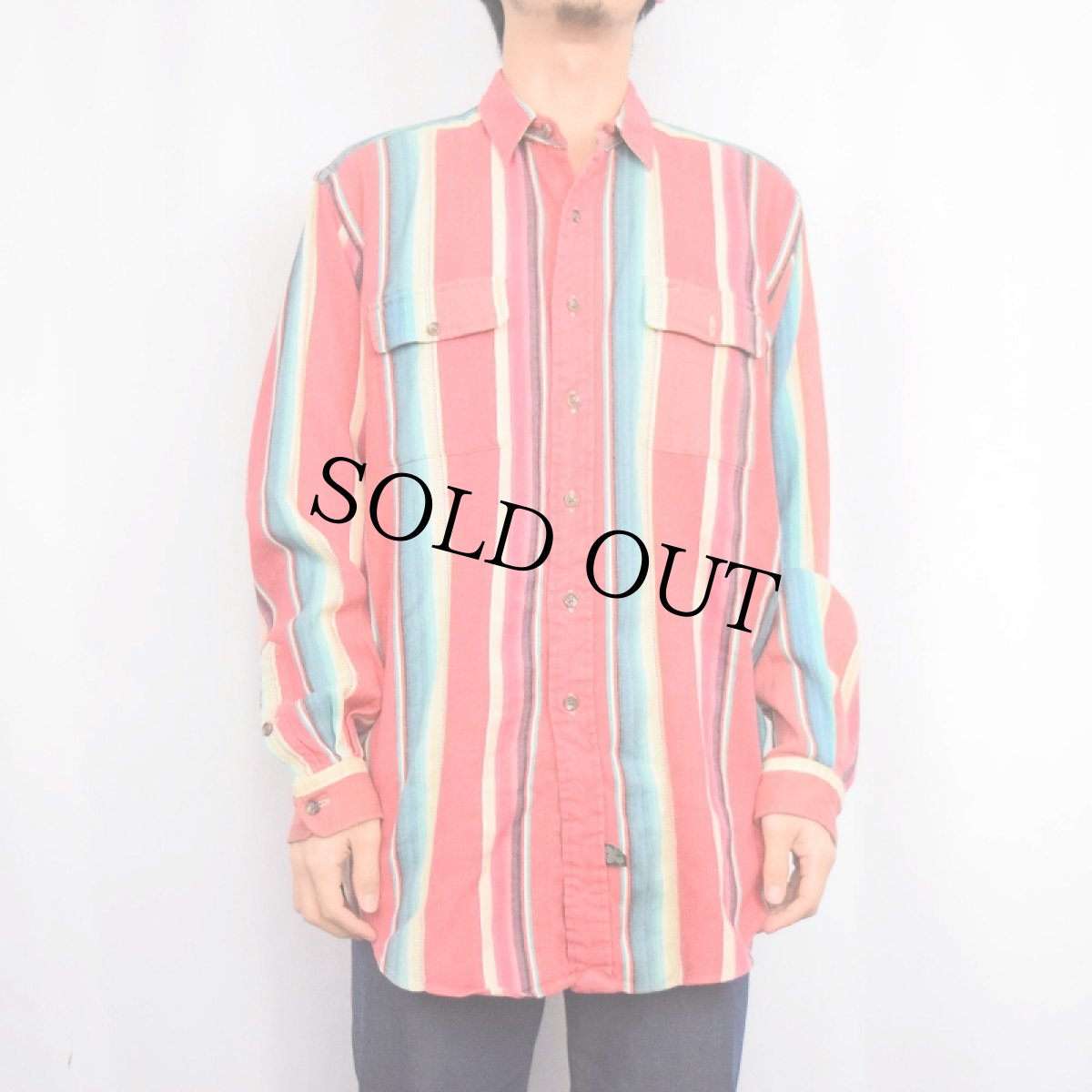 画像3: 80〜90's POLO COUNTRY Ralph Lauren ストライプ柄 コットンシャツ L (3)