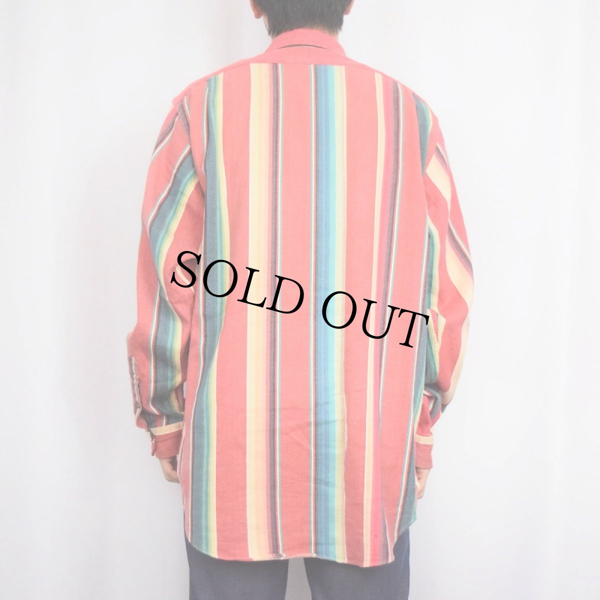 画像4: 80〜90's POLO COUNTRY Ralph Lauren ストライプ柄 コットンシャツ L (4)