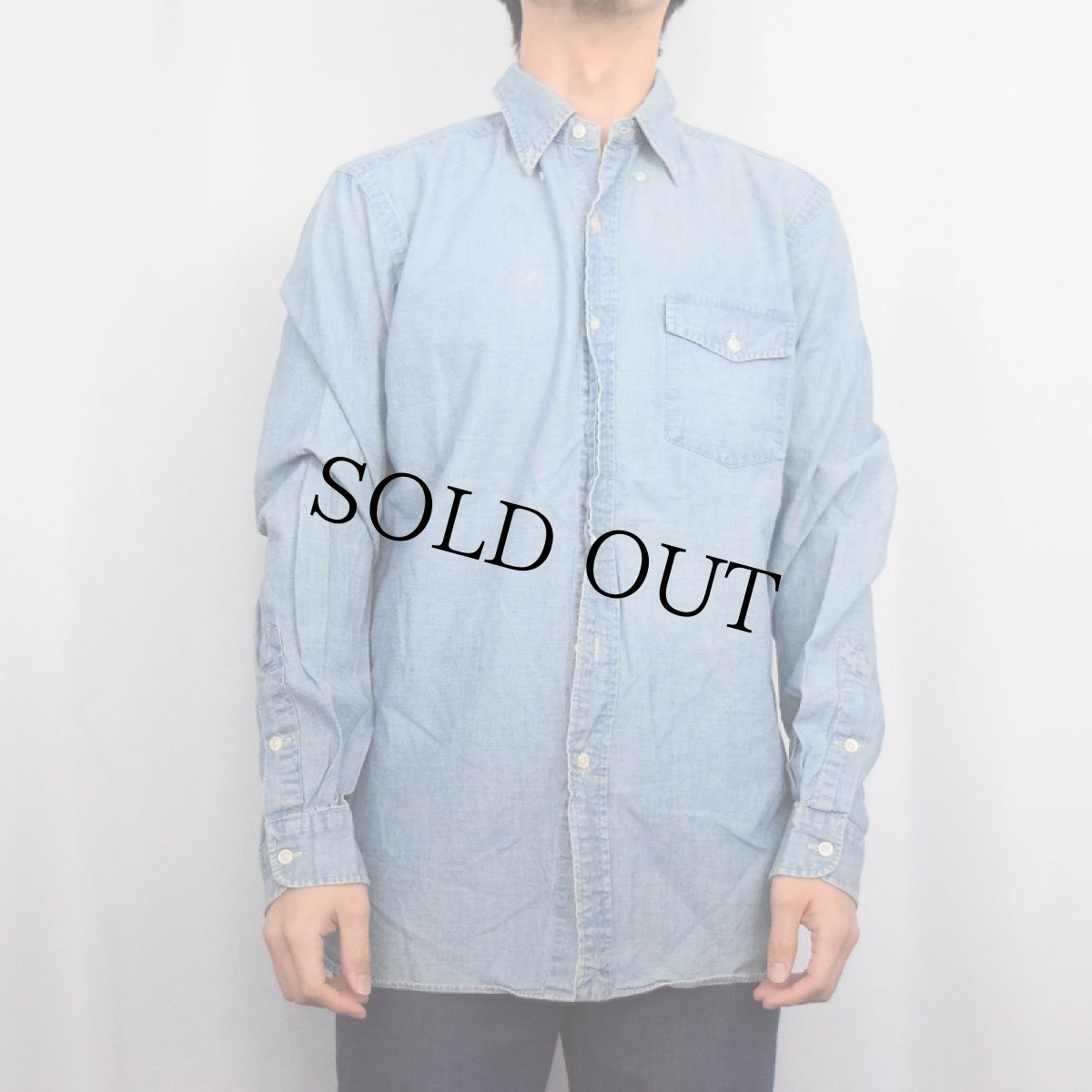 画像4: Ralph Lauren ボタンダウン シャンブレーシャツ M (4)